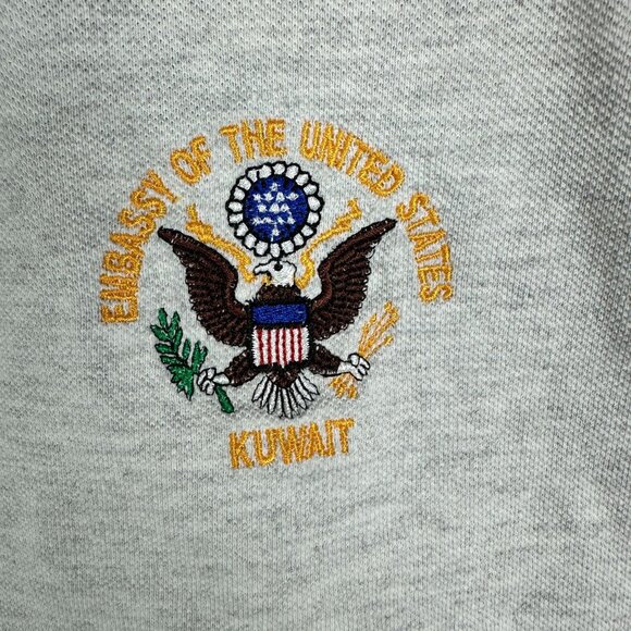 Vtg Embassy Of The United States Kuwait Gray Polo Shirt Men XL Stedman By Hanes - Picture 4 of 9